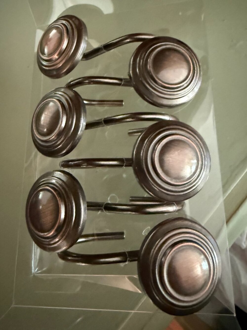 Bronze Metal Round Shower Curtain Hooks, Bathroom Accessories, Hangers, Set of 6